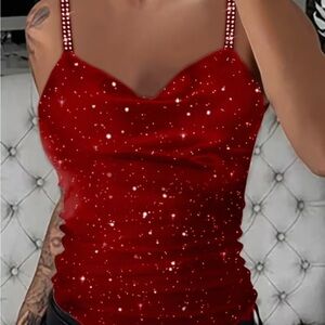 Elegant Red Sparkle Camisole